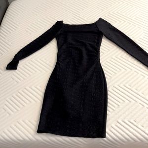 Reiss black off shoulder bodycon dress 0/xxs nwot